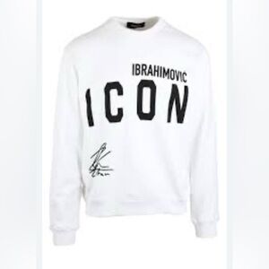 DSQUARED2 White Icon IBRAHIMOVIC Crewneck Sweater SIZE LARGE
